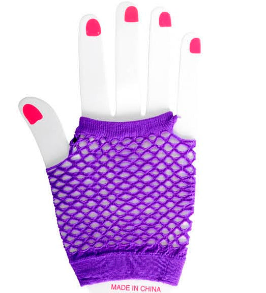 fingerless fishnet gloves 1980s 80s Madonna punk Cyndi Lauper character fancy dress up costume fun bride cancan chorus moulin rouge neon