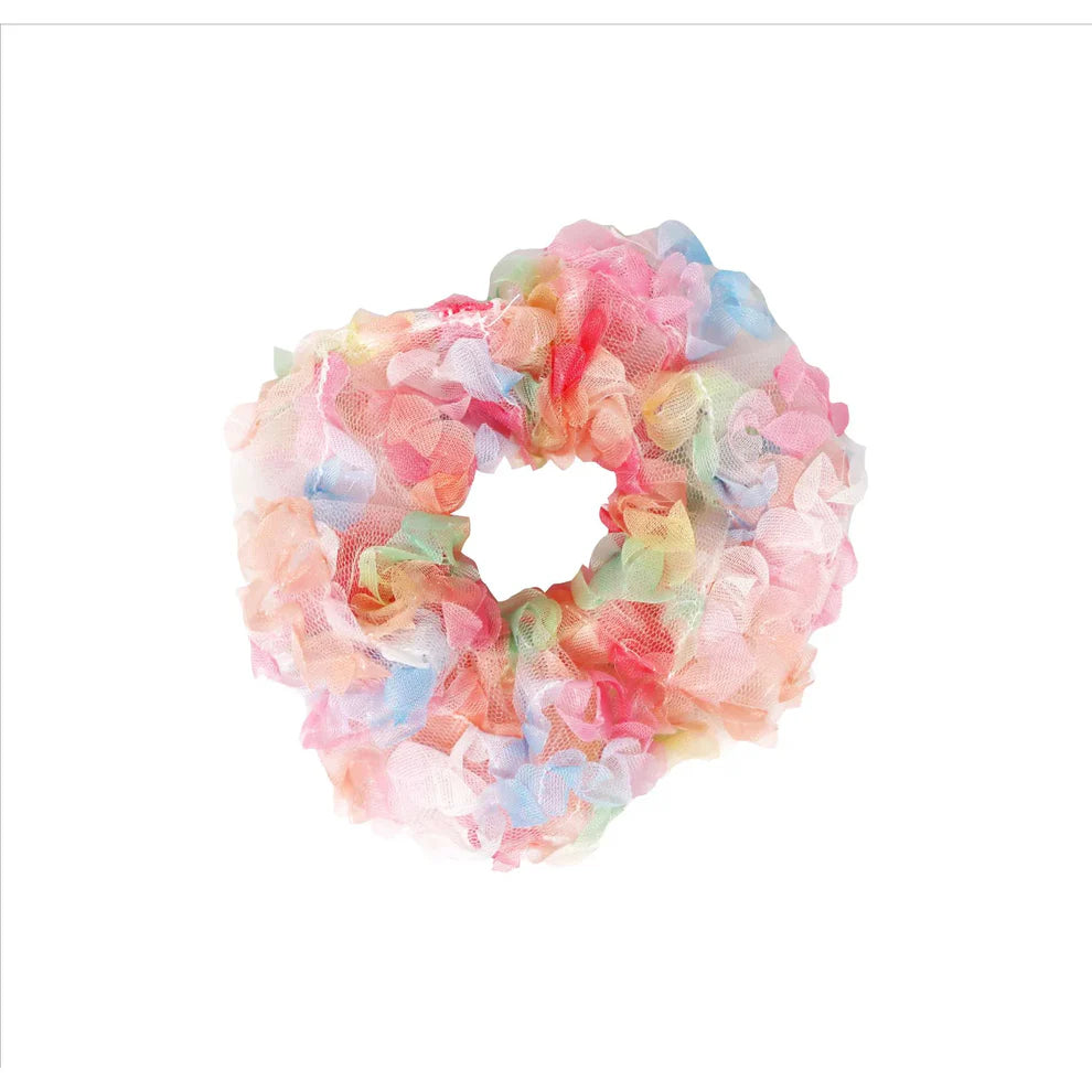 hair accessory scrunchie pastel rainbow tulle ponytail bun