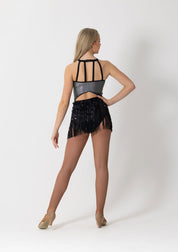 dancewear wearing a black sequin outfit broadway costume