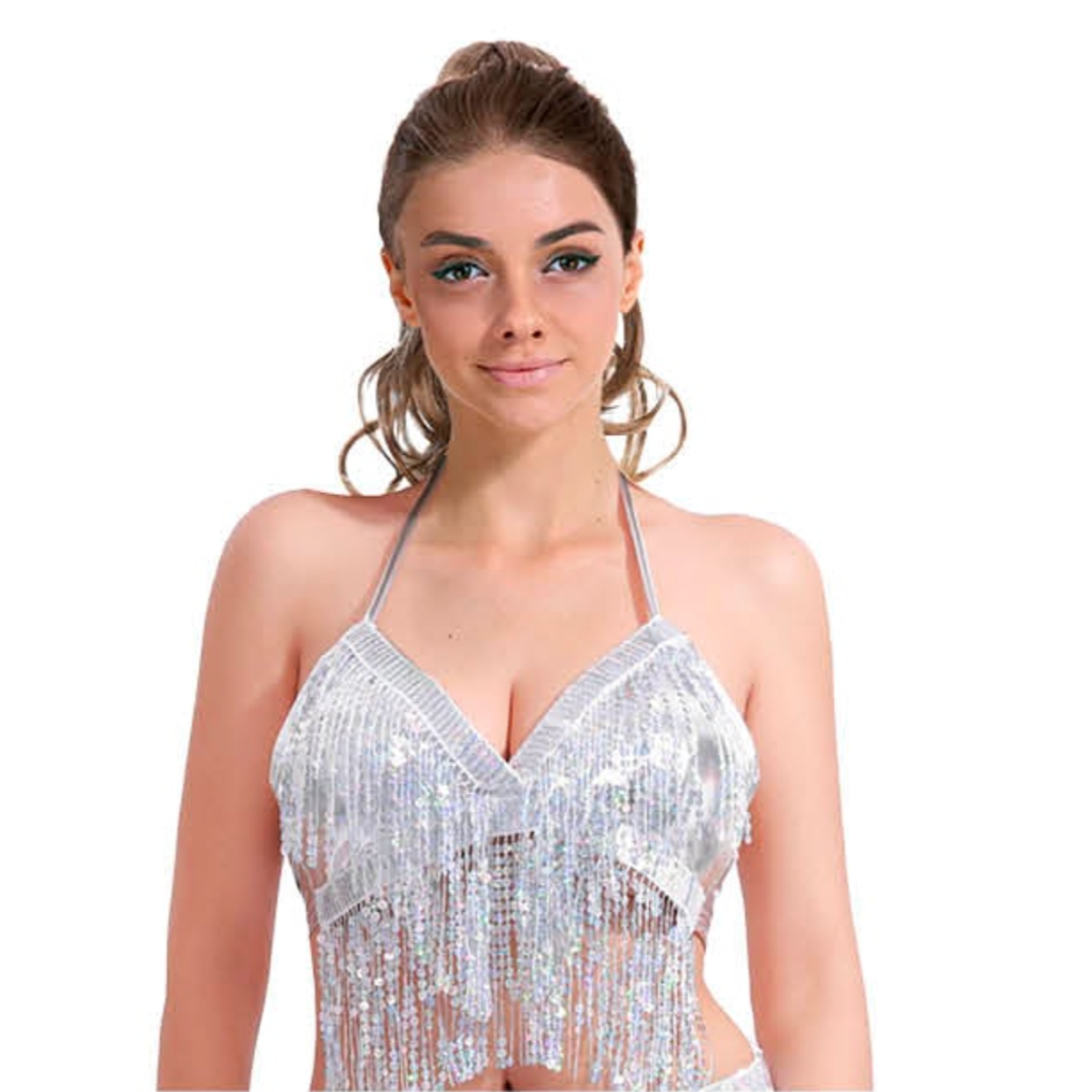 Sequin Fringe Top - Silver
