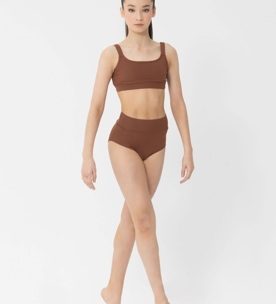 mocha brown seamless crop top dance costume