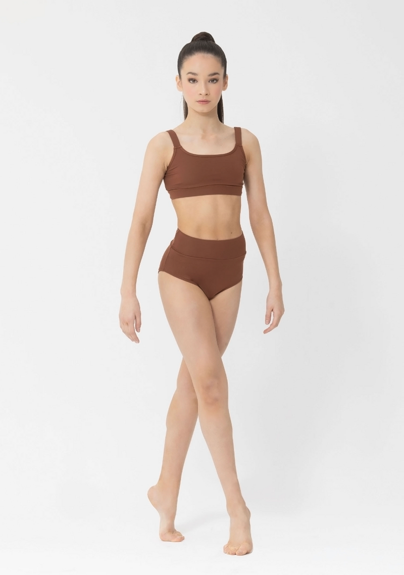 mocha brown seamless crop top dance costume