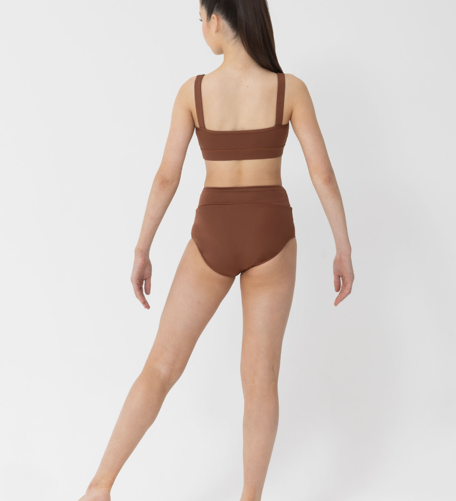mocha brown seamless crop top dance costume