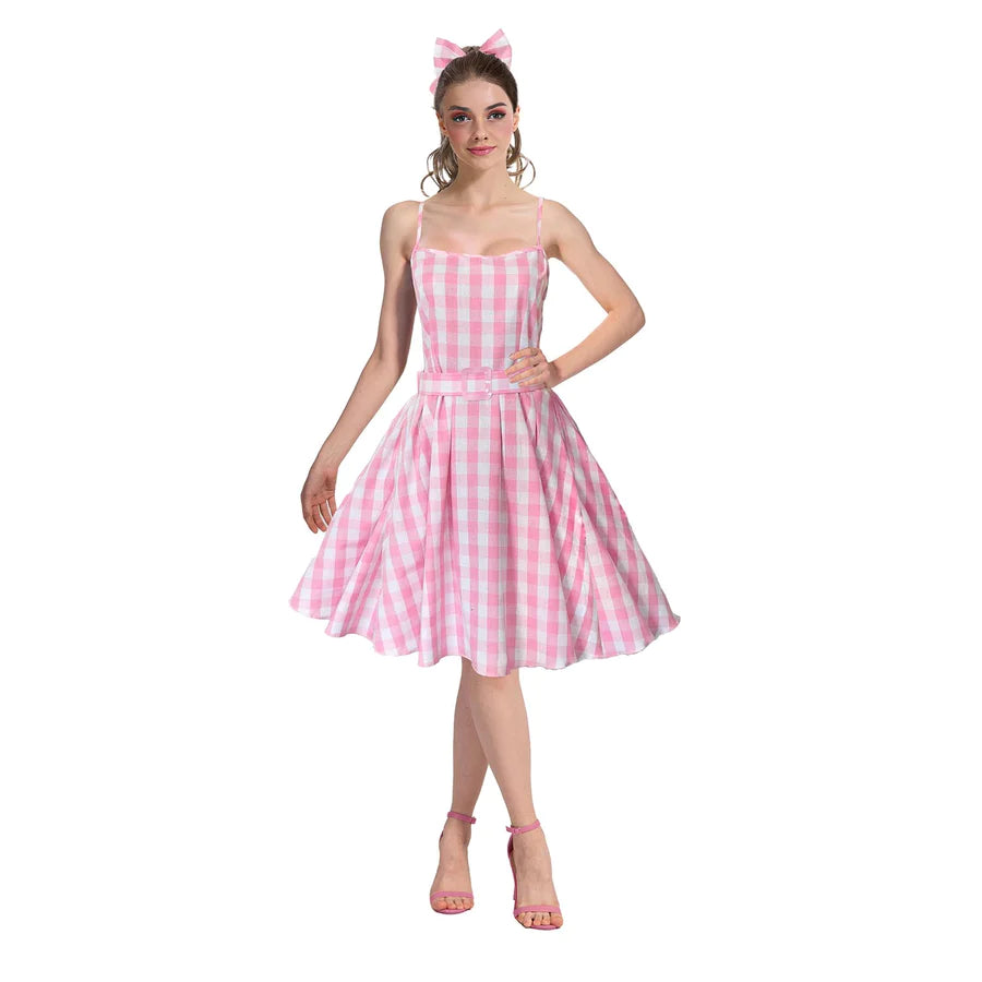 Adult Pink Gingham Doll Dress (Barbie)