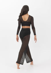 Long Sleeve Mesh Crop Top Dancewear Costume