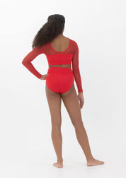 Long Sleeve Mesh Crop Top Dancewear Costume