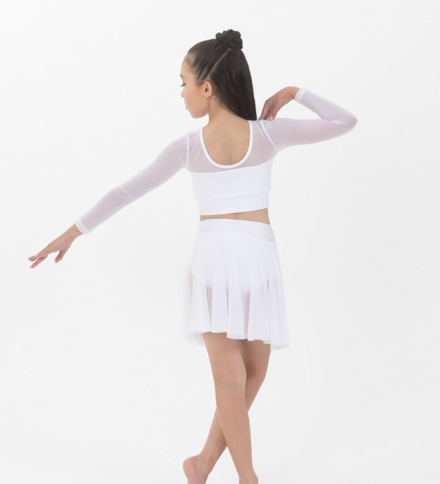 Long Sleeve Mesh Crop Top Dancewear Costume