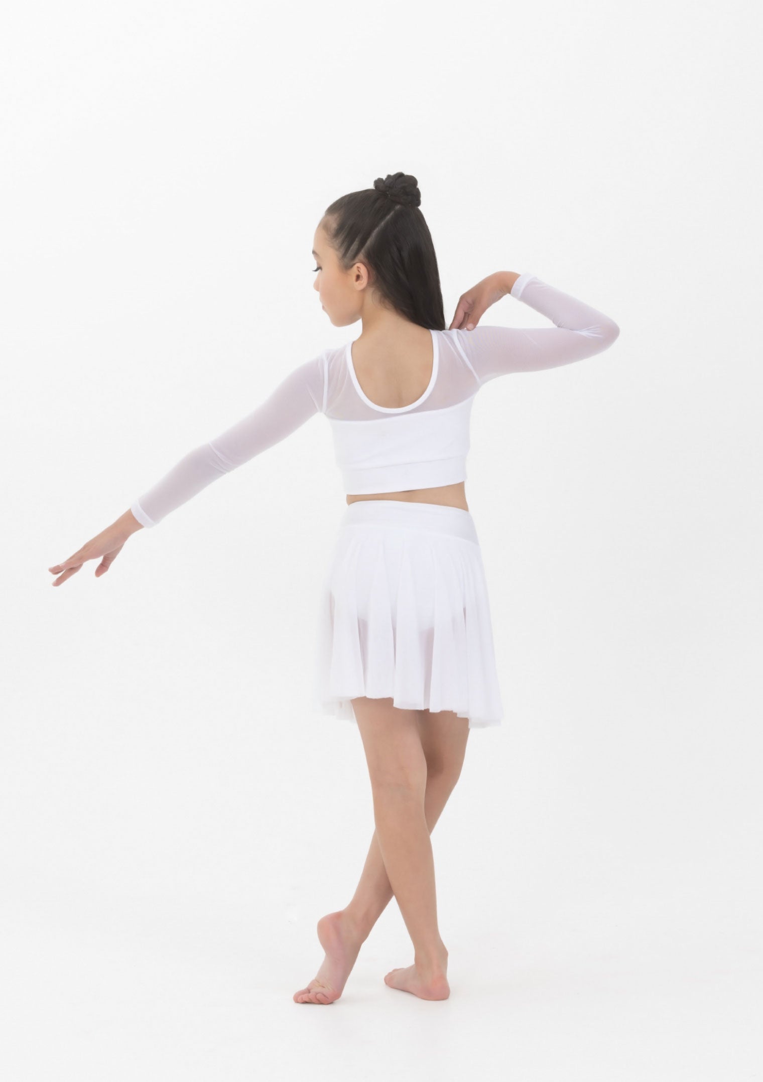 Long Sleeve Mesh Crop Top Dancewear Costume