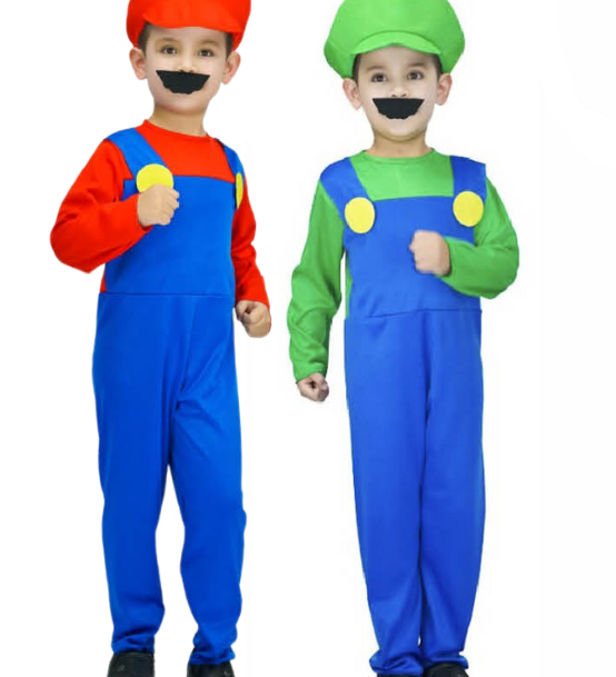 mario luigi brothers duo video games kids costumes family funny fancy dress up halloween italian
