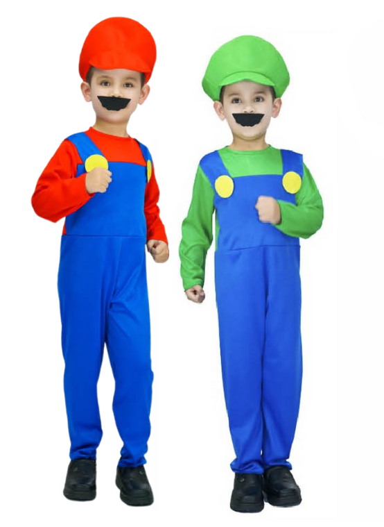 mario luigi brothers duo video games kids costumes family funny fancy dress up halloween italian