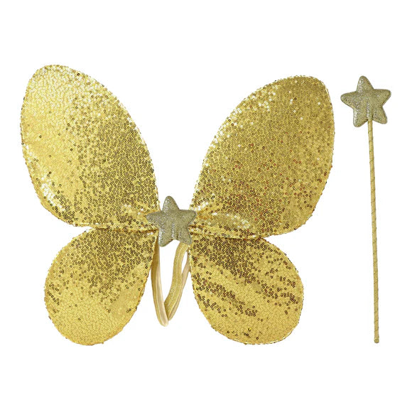 gold glitter sequin wings fairy