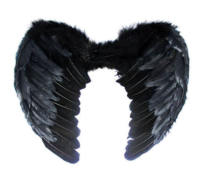black angel wings fallen halloween horror feather party dress up fancy 