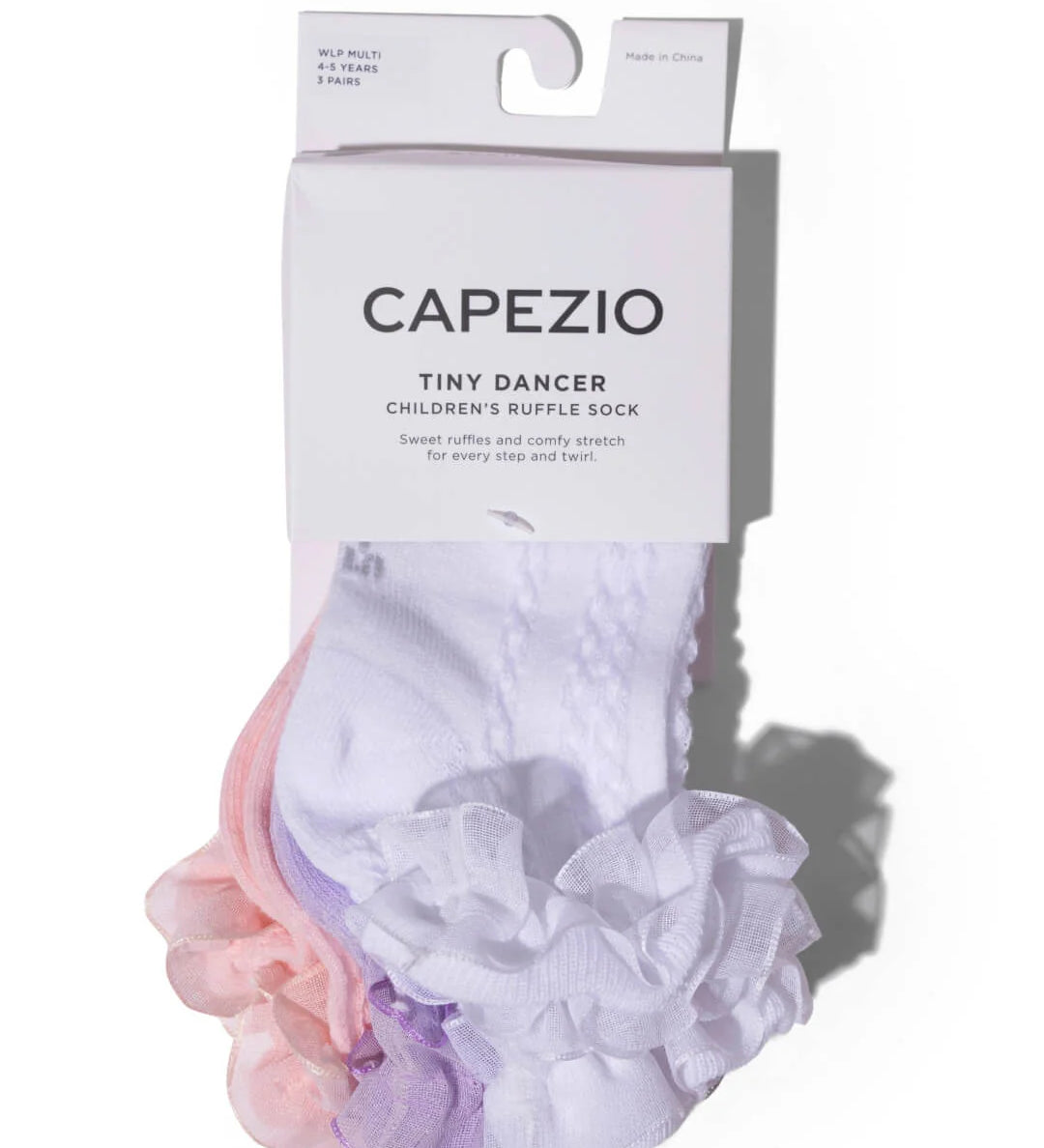 capezio dance sock ruffle tiny dancer multipack multi colours pink white purple dancewear kids children 