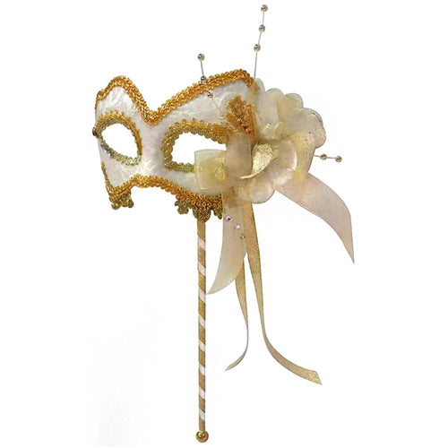 Mask - White/Gold on Stick