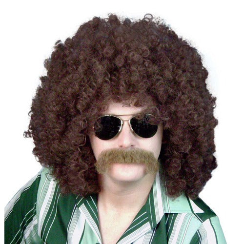 brown jumbo afro wig 1970s 1980s disco 