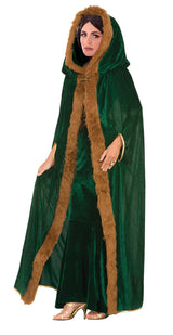 Cape - Green with Faux Fur Trim