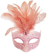 Feathered Masquerade Mask - Pink