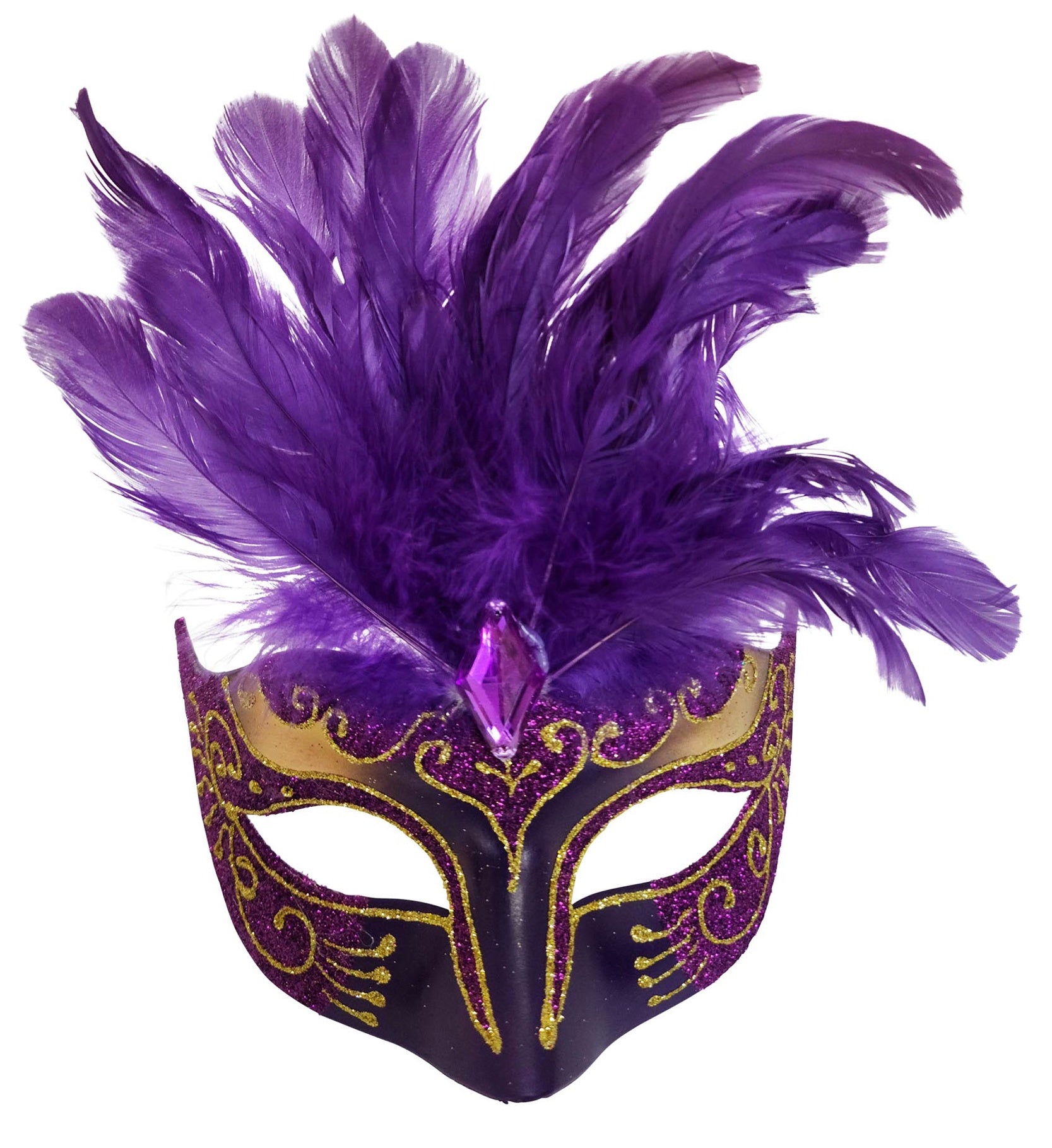 FEATHERED MASQUERADE MASK - PURPLE masquerade