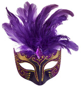 FEATHERED MASQUERADE MASK - PURPLE
