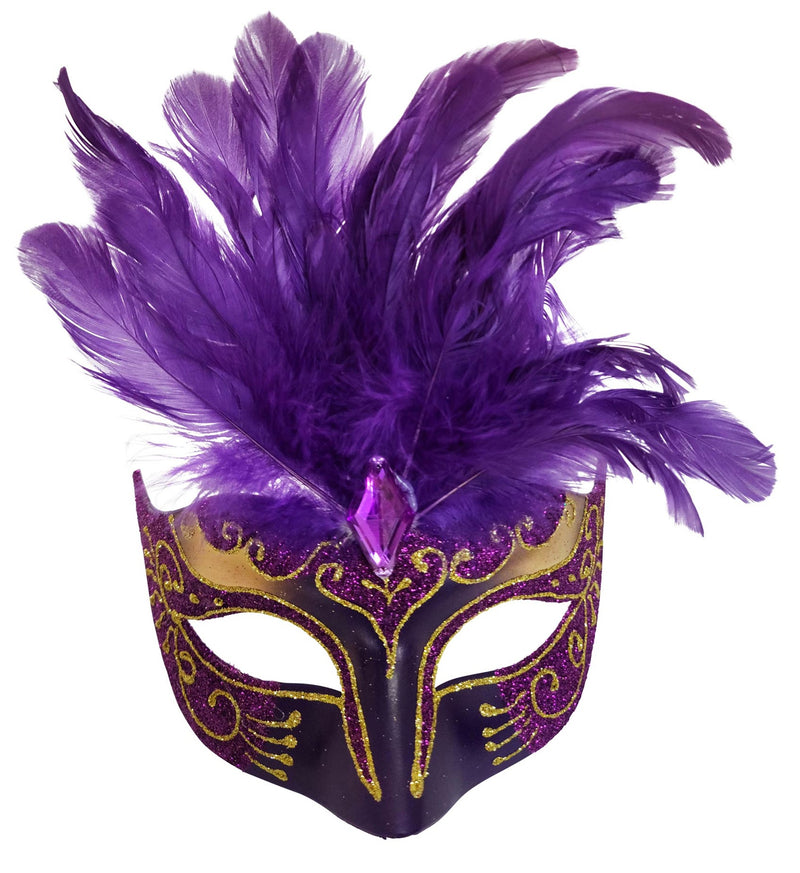 FEATHERED MASQUERADE MASK - PURPLE masquerade