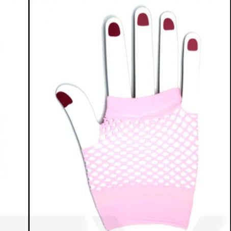 Short Fishnet Gloves - Pink