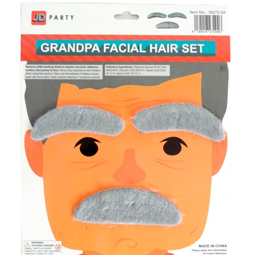 Grandpa Facial Hair Set - Grey