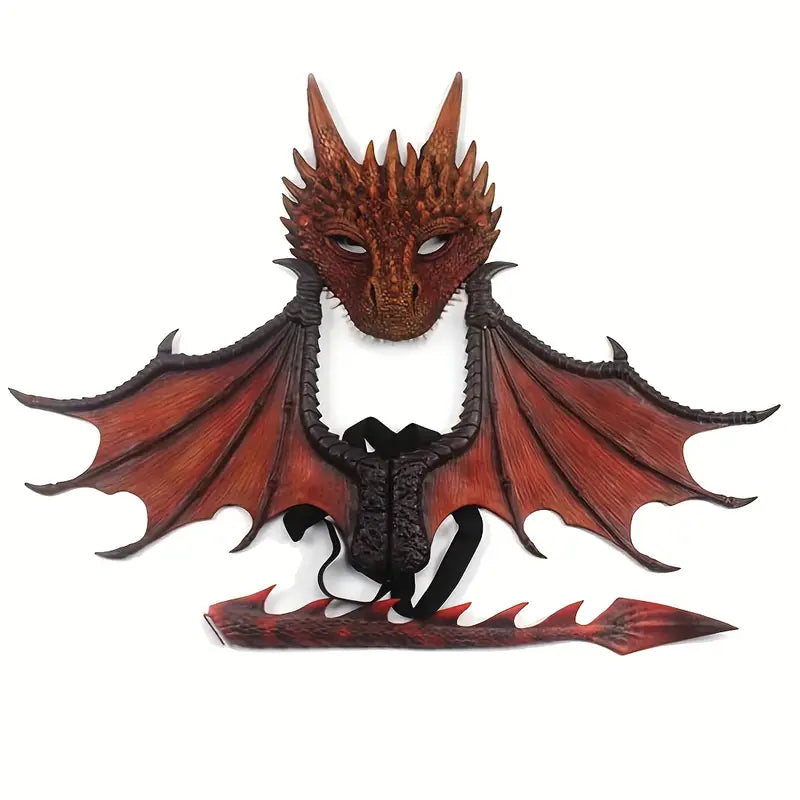 dragon mask wings tail set halloween devil spooky 
