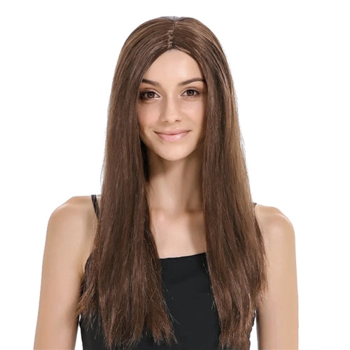 long brown straight sleek wig 