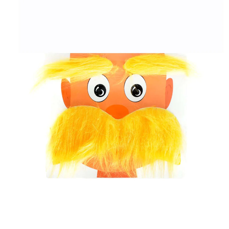 the lorax dr seuss book week children adults costume facial hair fake moustache fake eyebrows yellow furry

