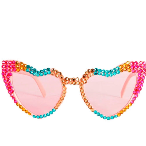 diamonte bling heart glasses pink rainbow