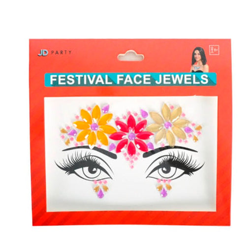 festival face jewels flowers