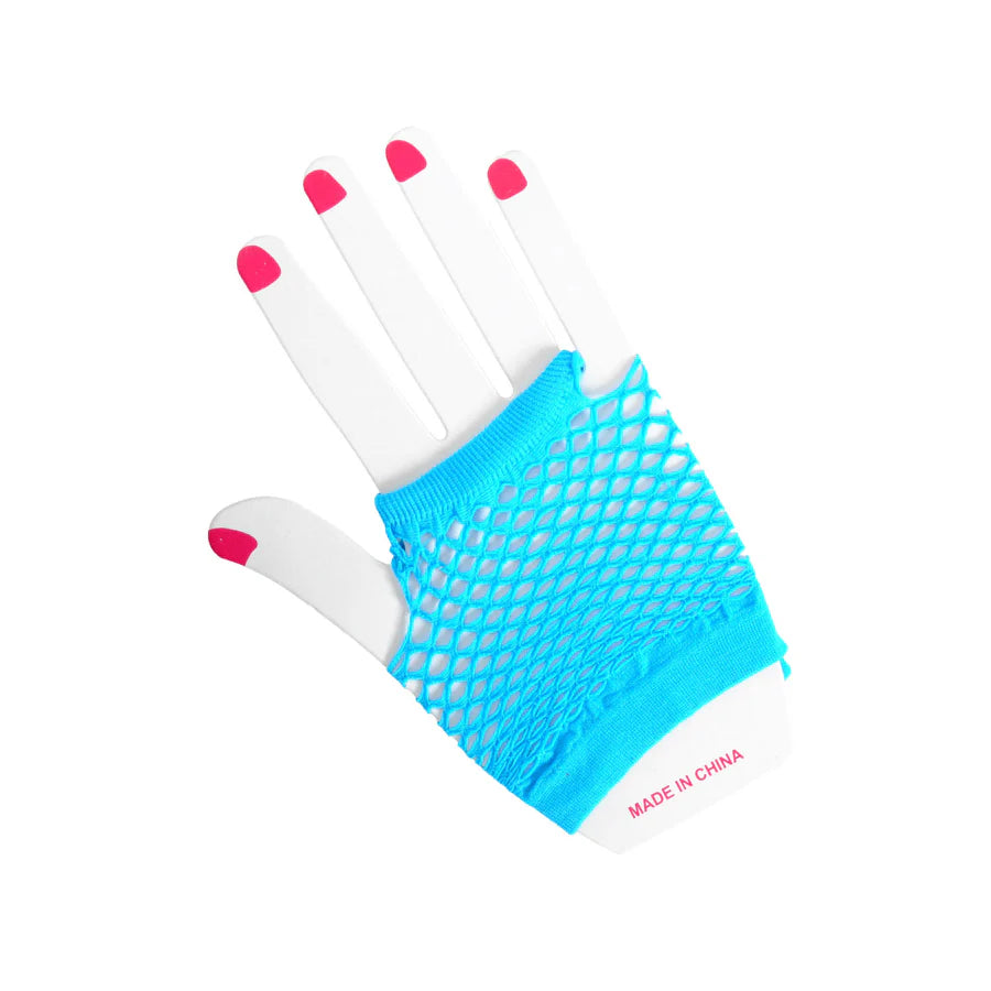 1980s neon fishnet gloves 