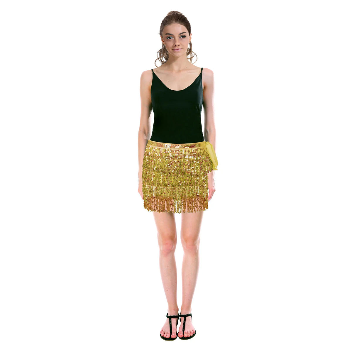 Adult Sequin Fringed Skirt - gold