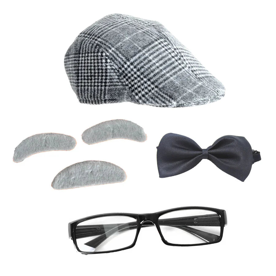 grandpa 100 days of school glasses bow tie bushy eyebrows moustache 1920s old man vintage kids costume 