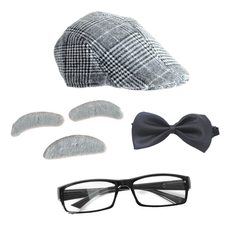 grandpa 100 days of school glasses bow tie bushy eyebrows moustache 1920s old man vintage kids costume 