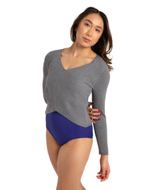 Harmonie Wellness Wrap Sweater - Heather Gray