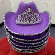 Cowboy Hat - Purple with sequin trim &  Princess Tiara