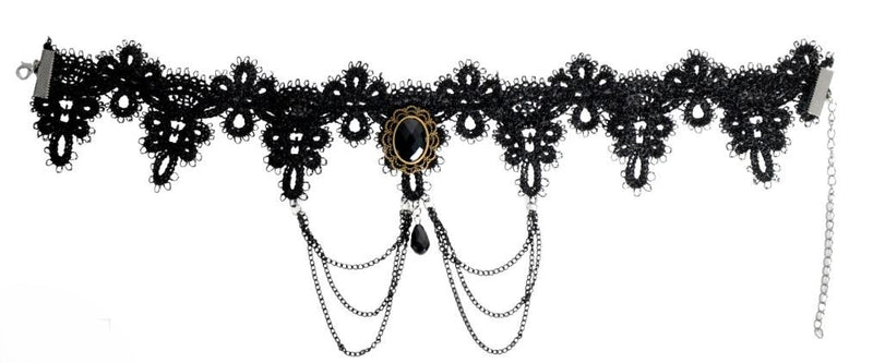 lace choker halloween spider witch vampire vintage 1800s 1900s gothic horror choker cameo