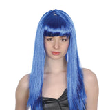 Long Straight  Wig with Fringe - Blue