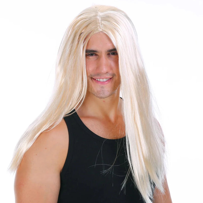 Mens Long Straight Wig - no fringe