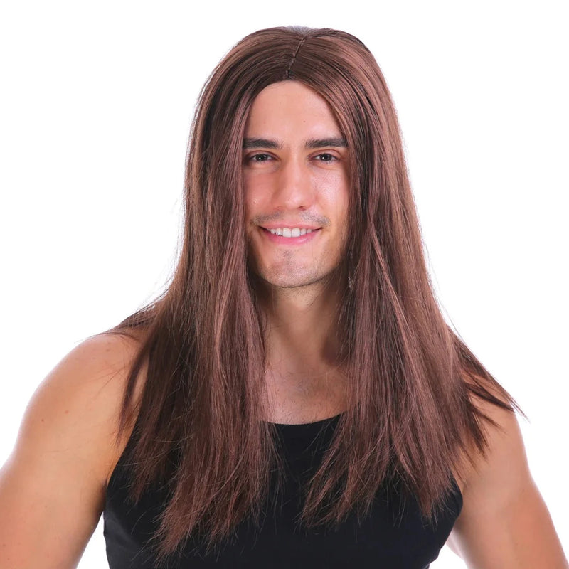 Mens Long Straight Wig - no fringe