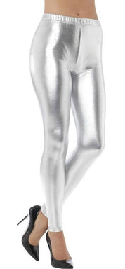 metallic silver leggings sleek 1980s 80s punk rock 1990s 90s superhero fancy dress up tinman alien sci fi science fiction