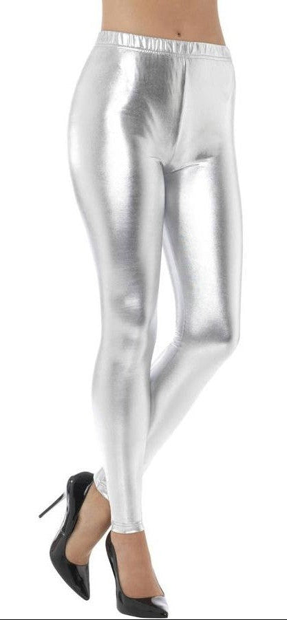 metallic silver leggings sleek 1980s 80s punk rock 1990s 90s superhero fancy dress up tinman alien sci fi science fiction