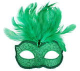 DANIELLA GREEN WITH FEATHERS EYE MASK