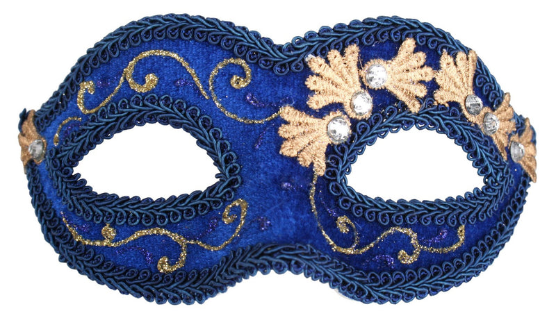 coco blue velvet masquerade eye mask