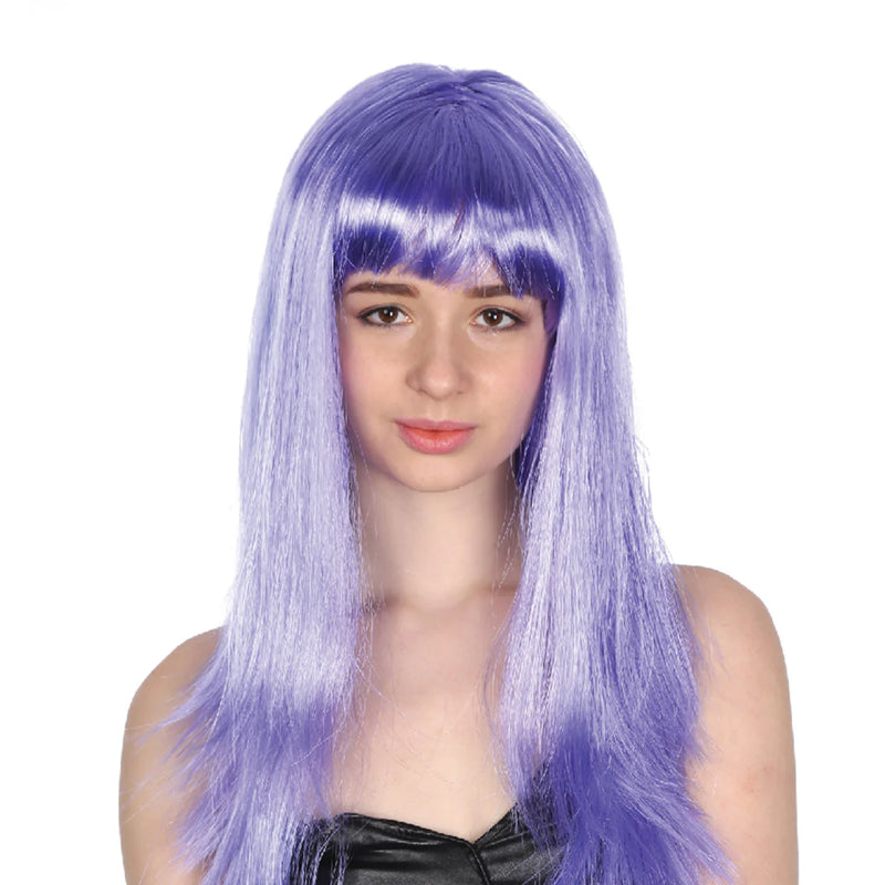 Long Straight Wig with Fringe  - Purple