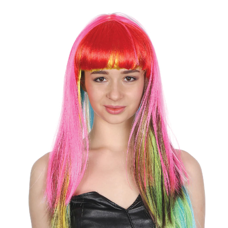 Long straight wig with fringe - Rainbow&nbsp;