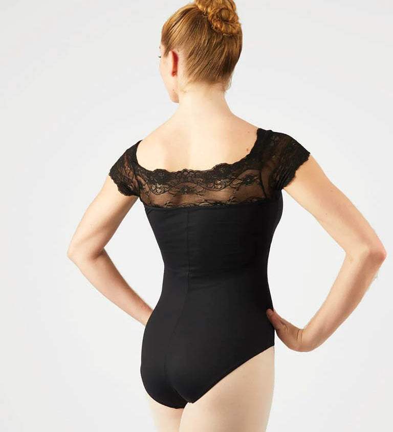 gaynor minden lace leotard black