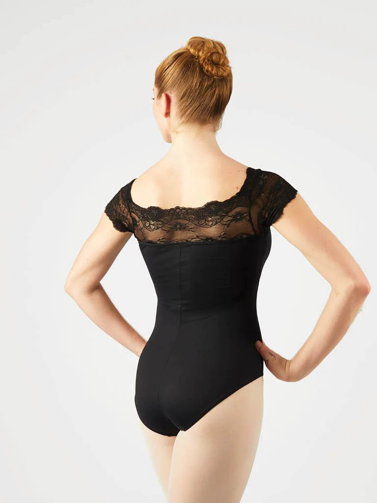 gaynor minden lace leotard black