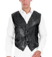 Adult Sequin Waistcoat Vest costume fancy dress showbiz jazz dance mens showman circus glitz casino glamour 1920s ring master 